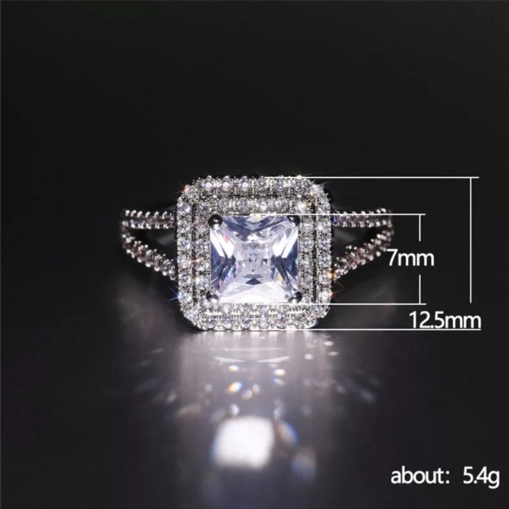 New Princess Luxury 925 Silver Diamond Ring - Picture 4 of 4